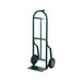 A green Harper steel hand truck with wheels and a single pin handle.