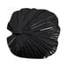 A black Elite Global Solutions palm leaf shaped platter with a leaf pattern.