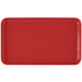 A red rectangular Cambro tray with a white border.