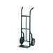A green Harper steel hand truck with black wheels.