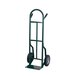 A green Harper steel hand truck with pneumatic wheels.