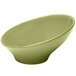 A green bowl with a white background.