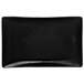 A black rectangular Elite Global Solutions melamine tray with lines on it.