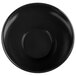 A black bowl with a slanted bottom.