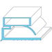 A white rectangular object with a blue and black border.
