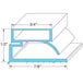 A blue line drawing of a cross section of a blue and white rectangular plastic strip with measurements.