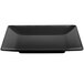 An Elite Global Solutions black square melamine plate with a square edge.