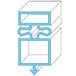 A diagram of a white rectangular refrigerator door gasket with blue lines.