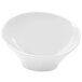 A white Elite Global Solutions Pappasan melamine bowl with a curved edge.