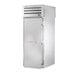 A white True roll-through heated holding cabinet with a stainless steel door and silver handle.