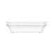 A white rectangular melamine dish with two handles.