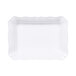 A white rectangular melamine dish with a scalloped edge.
