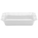 A white rectangular melamine dish with wavy edges.