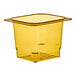 A yellow plastic 1/6 size colander pan with holes.