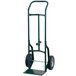 A green Harper steel hand truck with black wheels.