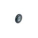 A small wheel with a round metal rim and a black balloon cushion.