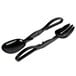 Black plastic salad tongs.