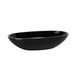 A black oval bowl with a white background.