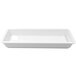 A white rectangular Elite Global Solutions melamine tray with a beaded edge.