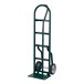 A green Harper steel hand truck with solid rubber wheels and a black loop handle.