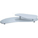 A white table with a Tablecraft gray cast aluminum two tiered platter on top.