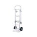 A silver Harper hand truck with wheels and a handle.