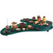 A Tablecraft hunter green cast aluminum two tiered platter with a tray of chocolate desserts on it.