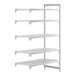A white Cambro Camshelving® Premium add on unit with four vented shelves.