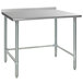 A stainless steel Eagle Group work table with an open base.