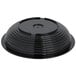 A black plastic lid with a circular center.