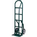 A green Harper hand truck with pneumatic wheels.