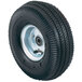 The black pneumatic tire with a silver rim on a Harper hand truck.