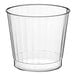A clear 9 oz. hard plastic crystal tumbler.