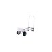 A close-up of a Harper hand truck with pneumatic wheels.