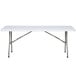 A Flash Furniture white rectangular table with metal legs.