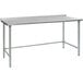 A white rectangular Eagle Group stainless steel work table with metal legs.