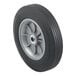 A Harper hand truck wheel with a grey rim.