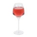 A close-up of a Chef & Sommelier Universal Wine Tasting glass filled with red wine.