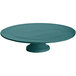 A round hunter green Tablecraft cake stand with a pedestal.