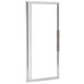 A white rectangular frame with a stainless steel door and glass panel.