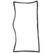 A black rectangular object with a curved edge on a white background.