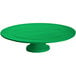 A green Tablecraft cake stand with a small base.