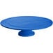 A blue Tablecraft cake stand with a pedestal.