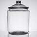 An Anchor Hocking clear glass jar with a lid.