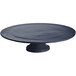 A Tablecraft midnight black cast aluminum cake stand with a pedestal.