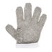 A small metal mesh glove with white trim.
