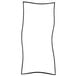 A black rectangular frame with curved lines on a white background.