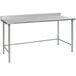 An Eagle Group stainless steel work table with an open base and metal legs.