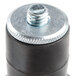 A black and silver Eagle Group cart caster with a screw.