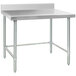 A stainless steel Eagle Group open base work table with metal legs.